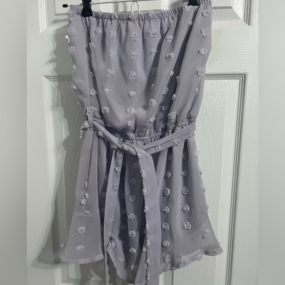 She + Sky  See you Tonight Textured Light Purple Romper, Size S
